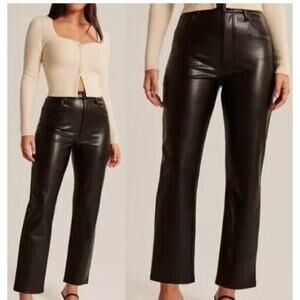 Abercrombie Fitch 30 / 10 Pants Ankle Straight Ultra High Rise Faux Leather NEW